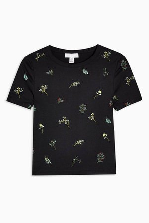 Black Floral Print T-Shirt | Topshop