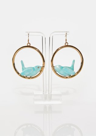 Bird Hoop Earrings - Gold – Dolls Kill