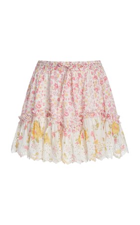 Becca Mixed-Floral Cotton Mini Skirt by LoveShackFancy | Moda Operandi