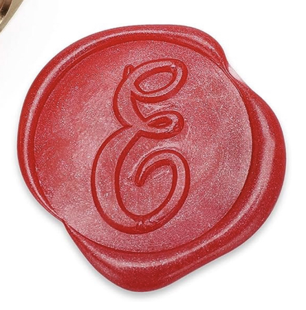 red wax letter E stamp print
