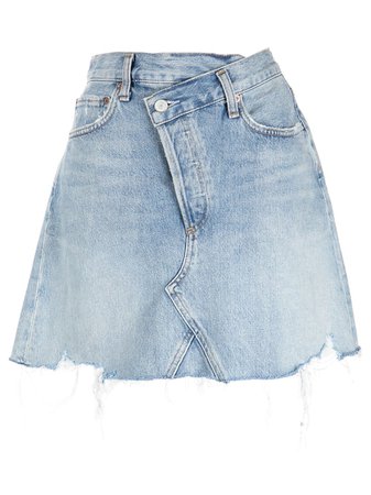 AGOLDE Asymmetric Distressed Denim Mini Skirt - Farfetch