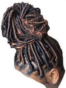 brown and black faux locs