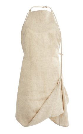 Figuerolles Draped Halterneck Linen-Blend Mini Dress by Jacquemus | Moda Operandi