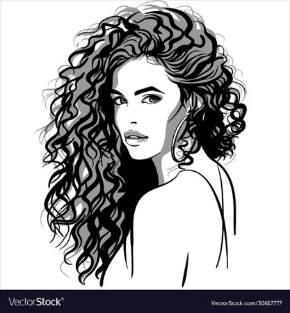 Beautiful girl portrait curly pretty woman Vector Image