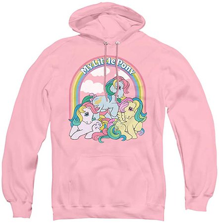 AmazonSmile: My Little Pony Retro Under The Rainbow Unisex Adult Pull-Over Hoodie, Pink, 3X-Large: Clothing