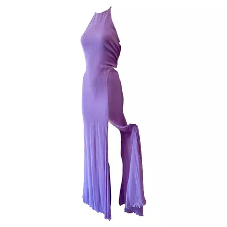 1990s Gianni Versace Open Back Halter Evening Gown For Sale at 1stDibs