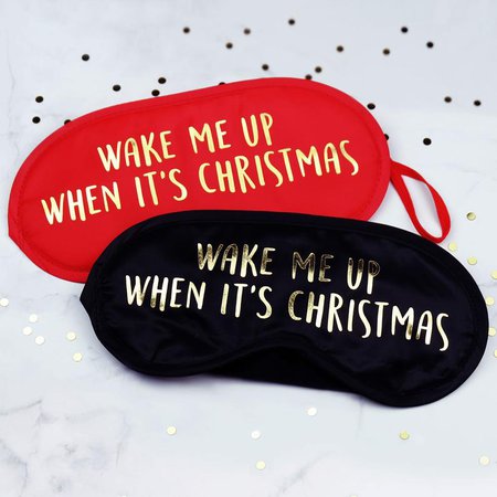 Wake Me Up When It's Christmas Gold Foil Eye Mask | Etsy