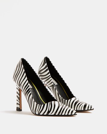 Black zebra print court shoes | River Island