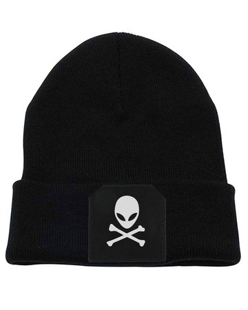 *clipped by @luci-her* Area 51 Black Beanie (Black and White Patch) - Cryptic Apparel