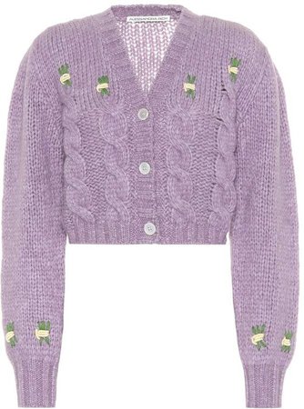 knit cardigan purple