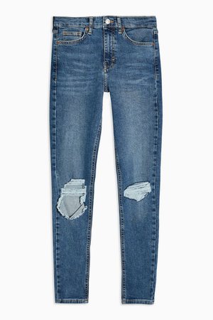 Mid Blue Wing Rip Jamie Jeans | Topshop blue