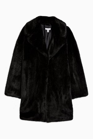 Luxe Faux Fur Coat in Black | Topshop