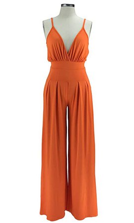 Amazon.com: Nhicdns Women's Spaghetti Strap V Neck Solid Color Sexy Jumpsuits: Clothing