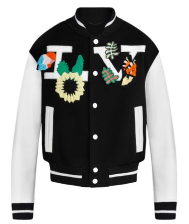 LOUIS VUITTON
Black Crocheted Flowers Varsity Jacket