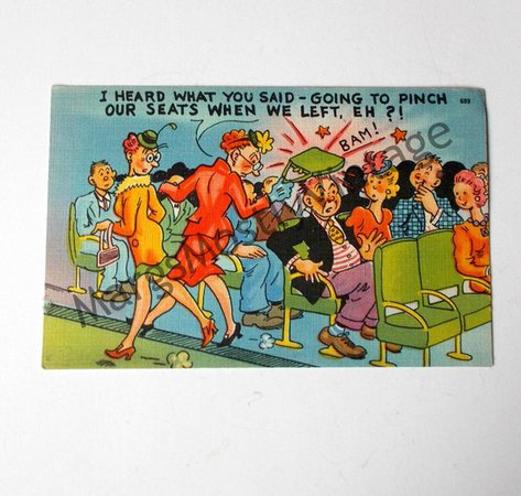 Vintage Comic Postcard Going to Pinch our Seats When We Left | Etsy