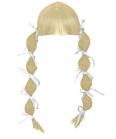 Hair White Ribbon Bubble Pigtails with Bangs Blonde 1 (Dei5 edit)