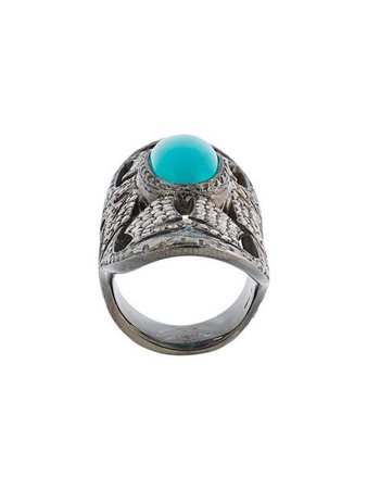 Loree Rodkin turquoise & diamond bondage ring