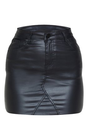 Black Coated Denim Skirt | Denim | PrettyLittleThing USA