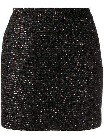 Black Alessandra Rich sequin embellished mini skirt FAB1441F2953 - Farfetch