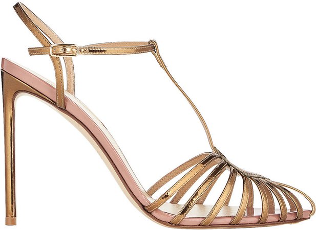 T-Strap Patent Leather Cage Sandal
