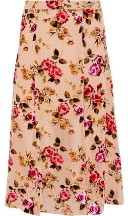 Athena Floral-print Flocked Chiffon Midi Skirt