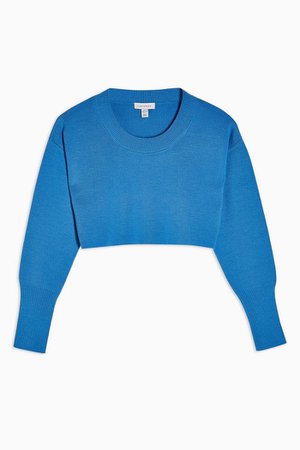 Blue Super Cropped Knitted Jumper | Topshop