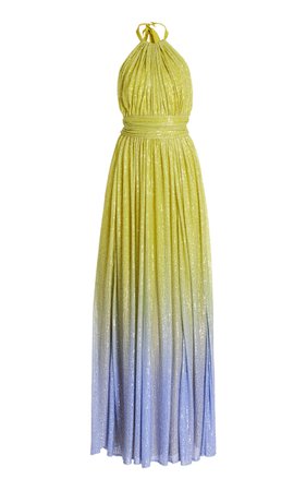 Ombre Sequined Chiffon Halter Gown By Elie Saab | Moda Operandi