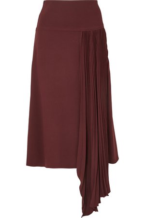 Joseph | Selma asymmetric pleated silk-crepe midi skirt | NET-A-PORTER.COM
