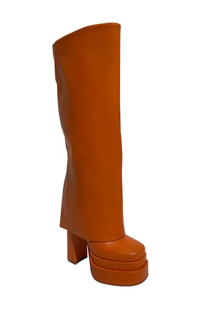 orange boots shoes heels
