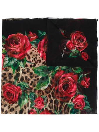 Dolce & Gabbana floral leopard print scarf