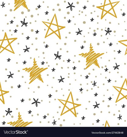 Sketch star seamless pattern starry sky Royalty Free Vector