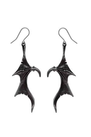 Wings of Midnight Black Dragon Earrings by Alchemy Gothic -The Gothic Shop - Gothic Jewellery