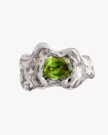 Ola Silver Ring in Green - Simuero | Vasquiat