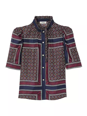 Shop Sandro Patterned Silk Shirt | Saks Fifth Avenue