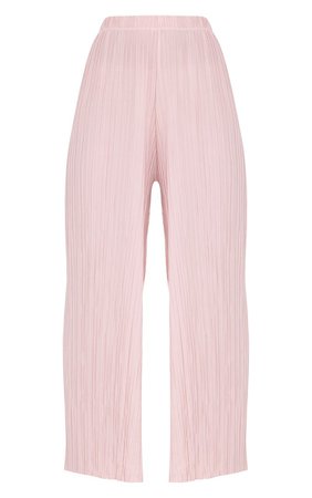 Loredana Blush Soft Pleated Sheer Cropped Trousers | PrettyLittleThing