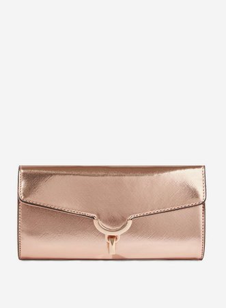 Rose Gold Curve Lock Clutch Bag | Dorothy Perkins