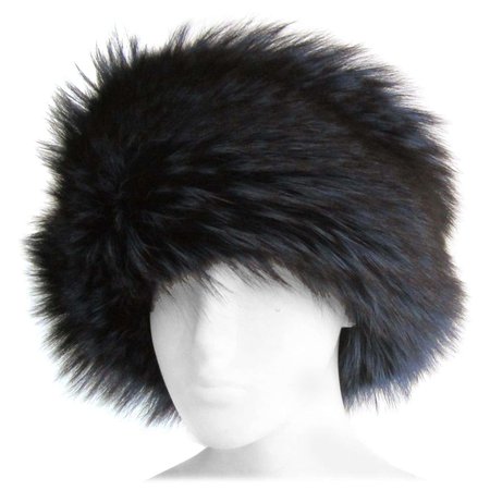 Blue Fox and Leather Hat, Never worn- Lafuria For Sale at 1stDibs