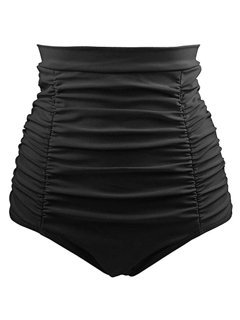 SAYFUT - Women's Retro Solid Swim Shorts High Waist Ruched Bikini Bottom Swim Brief Beachwear Black/White - Walmart.com - Walmart.com