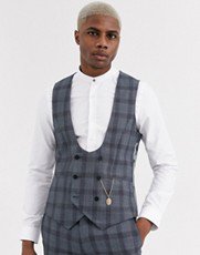 Twisted Tailor super skinny wedding suit jacket in blue check | ASOS