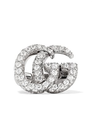 Gucci | 18-karat white gold diamond clip earring | NET-A-PORTER.COM