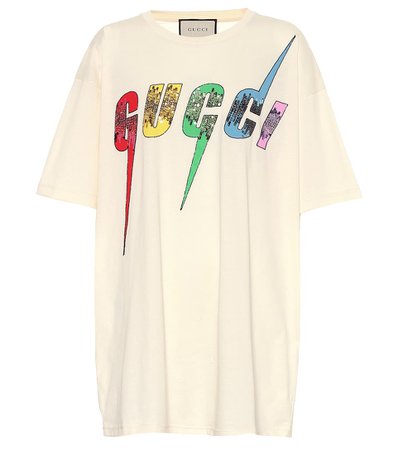 Sequined Logo Cotton T-Shirt - Gucci | Mytheresa
