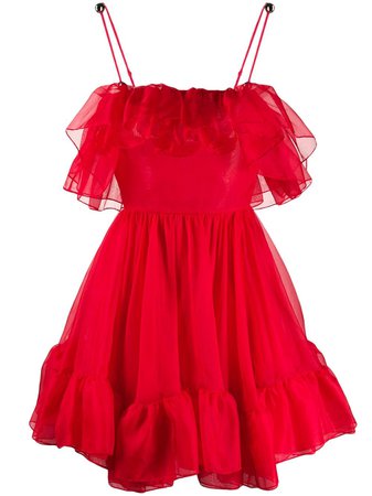 Christopher Kane Organza Frill Mini Dress SS20DR3520ORGANZARED Red | Farfetch