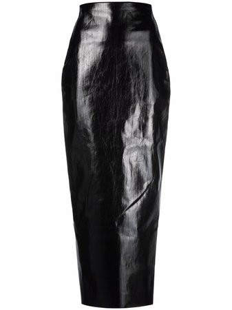 Shop Rick Owens faux-leather long pencil skirt with Express Delivery - FARFETCH