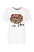 Leopard French Slogan Lips T-Shirt | Boohoo