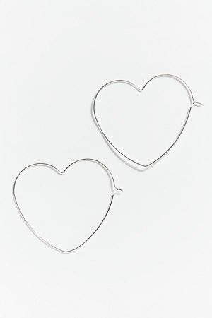 Sterling Silver 18K Gold Delicate Heart Hoop Earring | Urban Outfitters