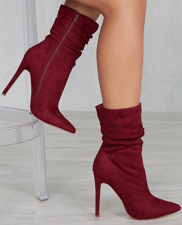 dark crimson red ankle boots