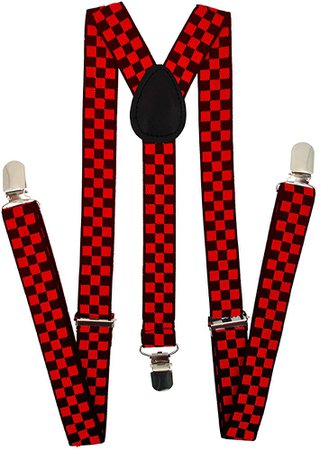 Navisima Adjustable Elastic Y Back Style Suspenders for Men and Women With Strong Metal Clips, Red at Amazon Men’s Clothing store