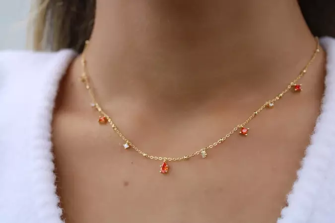 Carnelian Orange Pendant Dainty Necklace Everyday Layer - Etsy