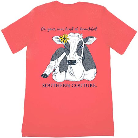 Amazon.com: Southern Couture SC Classic Be Beautiful Cow Womens Classic Fit T-Shirt - Coral Silk: Clothing