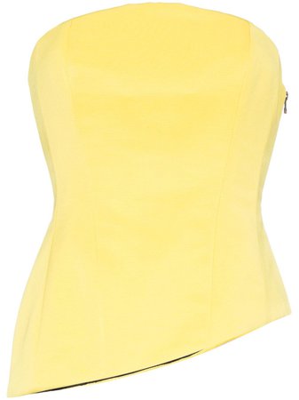 Shop yellow Halpern asymmetric hem silk bodice with Express Delivery - Farfetch